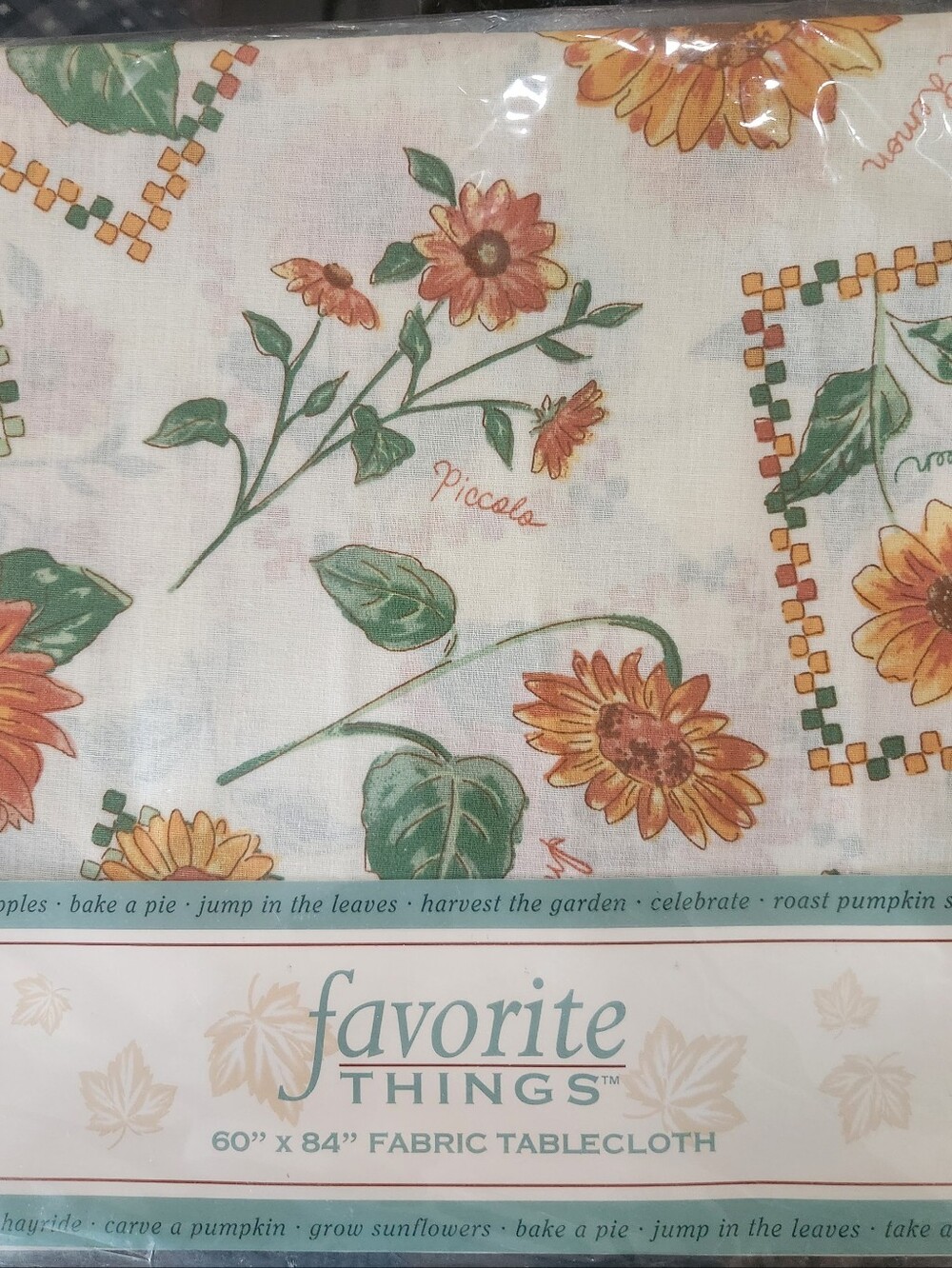 Sunflower Fabric Tablecloth - Cream and Yellow